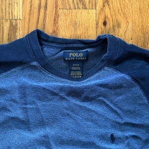 Polo Ralph Lauren Navy Waffle Knit Long Sleeve Shirt - Size M